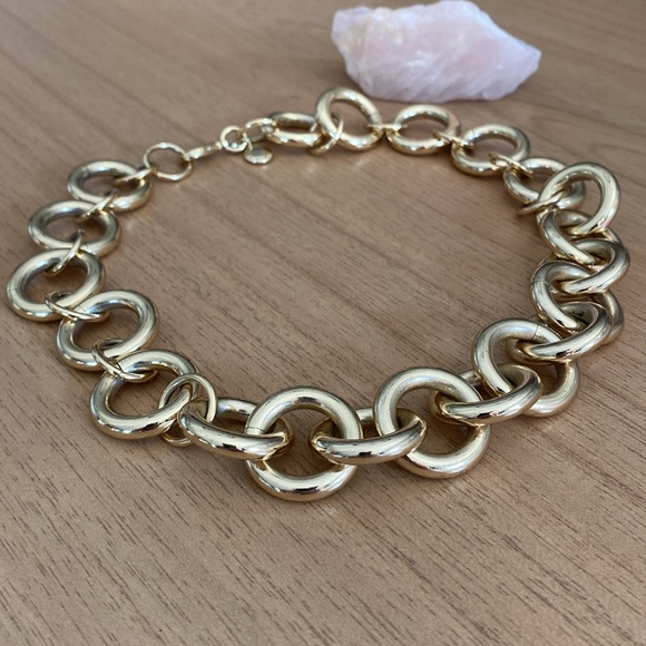 J. Crew Oversized Chunky Gold Ring Necklace - Picture 3 of 5